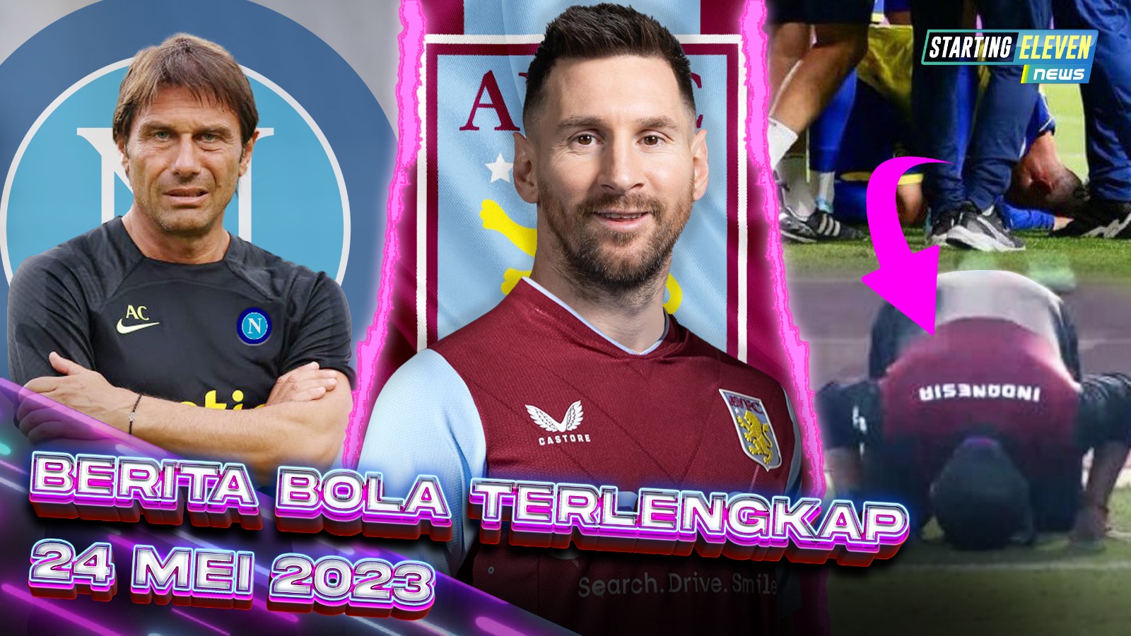 Wah! Messi Jadinya ke Aston Villa 😱 Tiru Indra Sjafri, CR7 Sujud Syukur 😱 Conte Latih Napoli