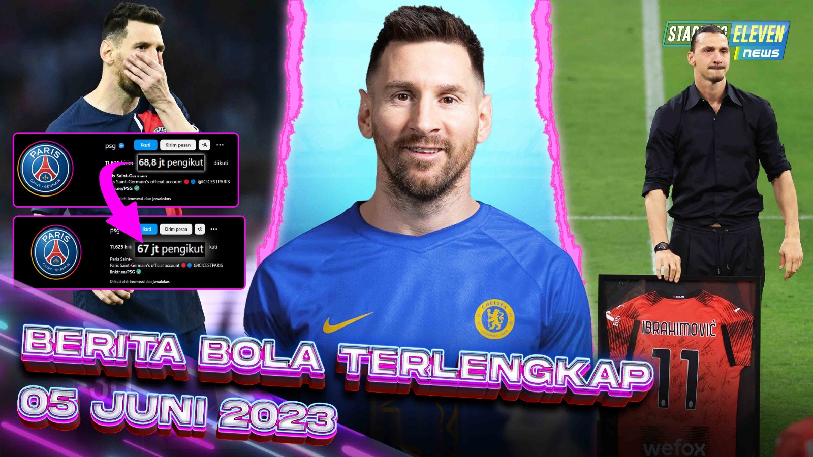 Ibrahimovic PENSIUN! - Messi Pergi, PSG Kehilangan 1Jt Followers - WOW! Chelsea Rekrut Messi